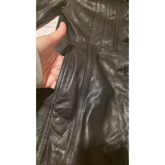 American People Leather Jacket Button Down Fall Jacket Womens Small Moto Gothic - Picture 6 of 9